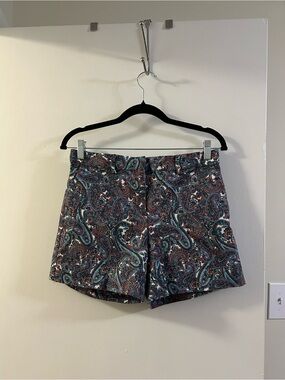 Vintage Paisley Print High-Waisted Shorts
